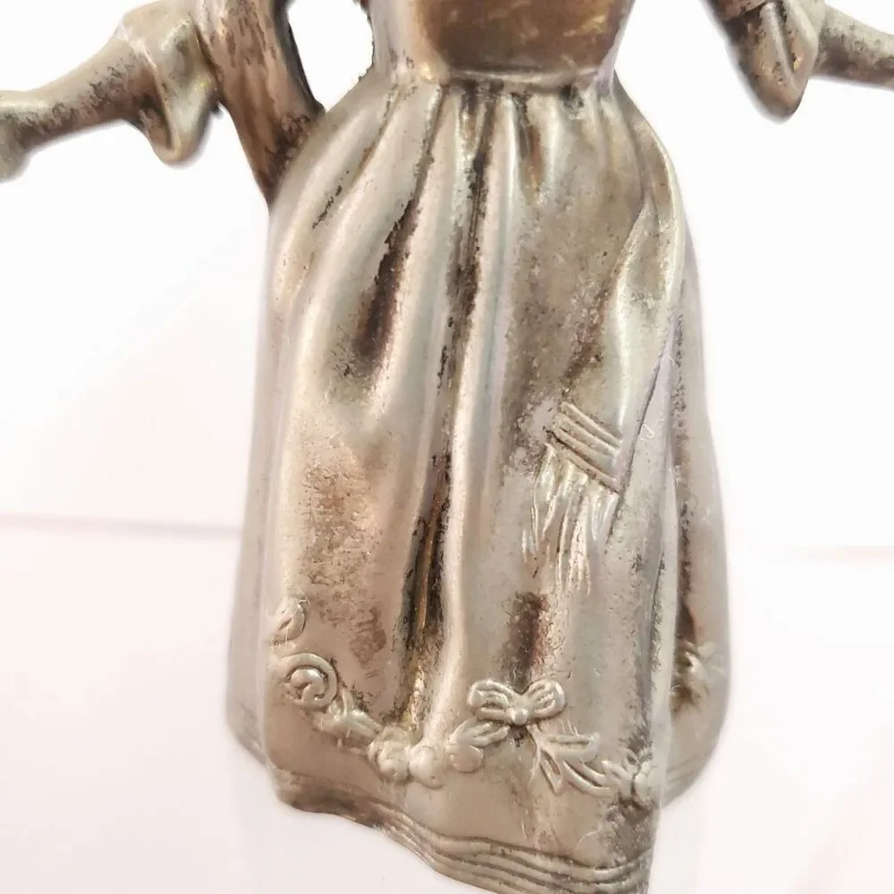 Vintage Hans Christian Andersen Little Match Girl Pewter Candle Holder Snuffer